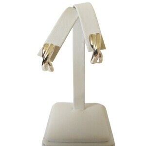 Napier Silver Tone Crossover Pierced Earrings